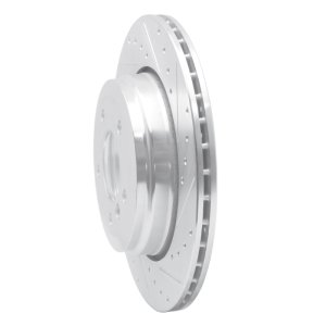 BMW 528I Brake Rotor (1) - Rear Right - R1 Concepts - Drilled & Slotted - Silver - `04-`10